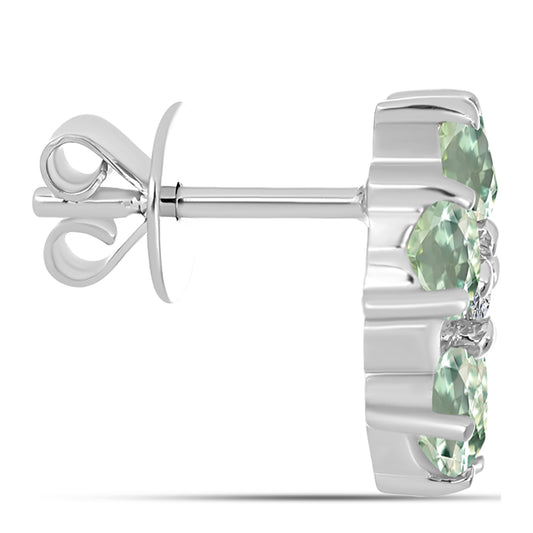 Pendientes de Plata con Amatista Verde y Topacio Blanco