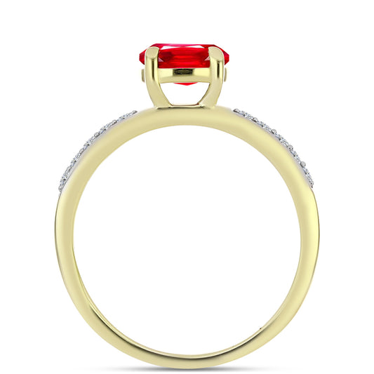 Anillo de Plata Bañada en Oro con Ágata Roja y Topacio Blanco
