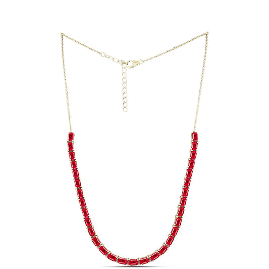 Collar de Plata Bañada en Oro con Ágata Roja