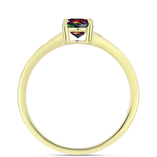 Anillo de Plata Bañada en Oro con Ópalo negro medianoche Lega Dembi de Ëtiopía