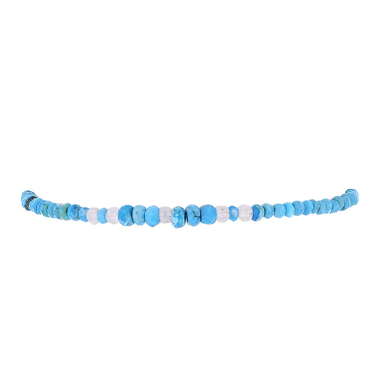 Pulsera de Plata Bañada en Oro con Turquesa Bella Durmiente y Piedra Lunar Arco Iris