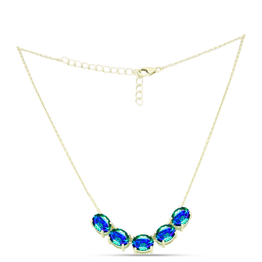 Collar de Plata Bañada en Oro con Cuarzo Pavo Real