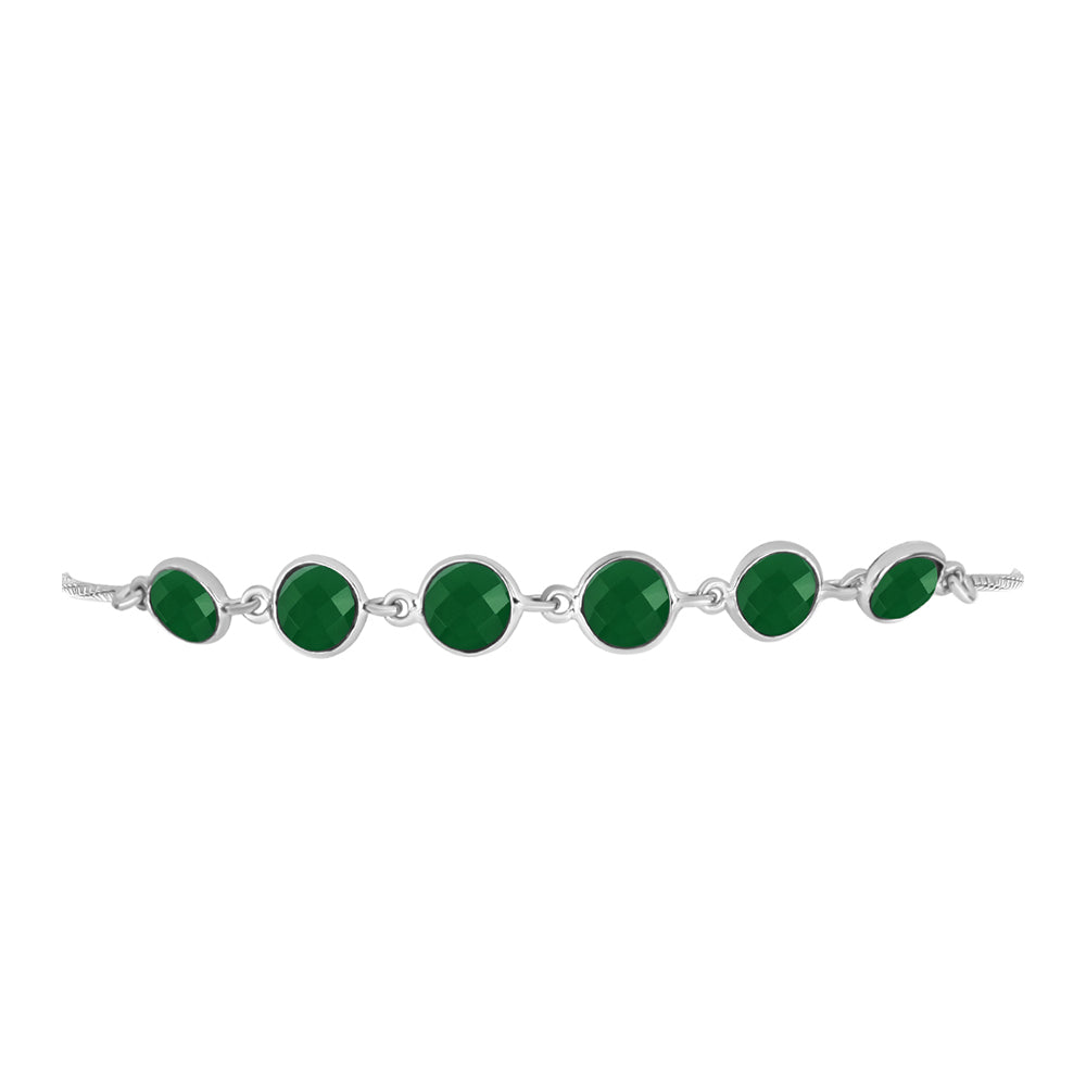 Pulsera de Plata con Calcedonia Verde