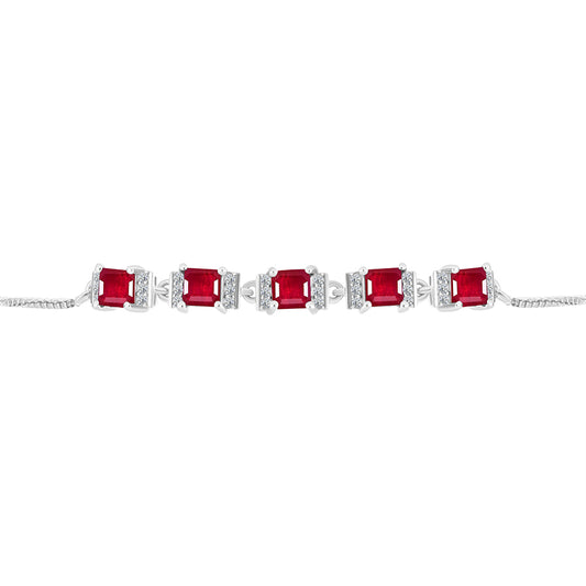 Pulsera de Plata con Rubí de Madagascar y Topacio Blanco