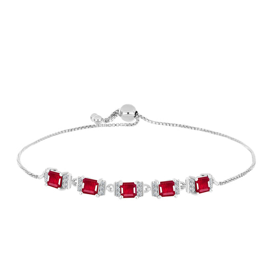 Pulsera de Plata con Rubí de Madagascar y Topacio Blanco