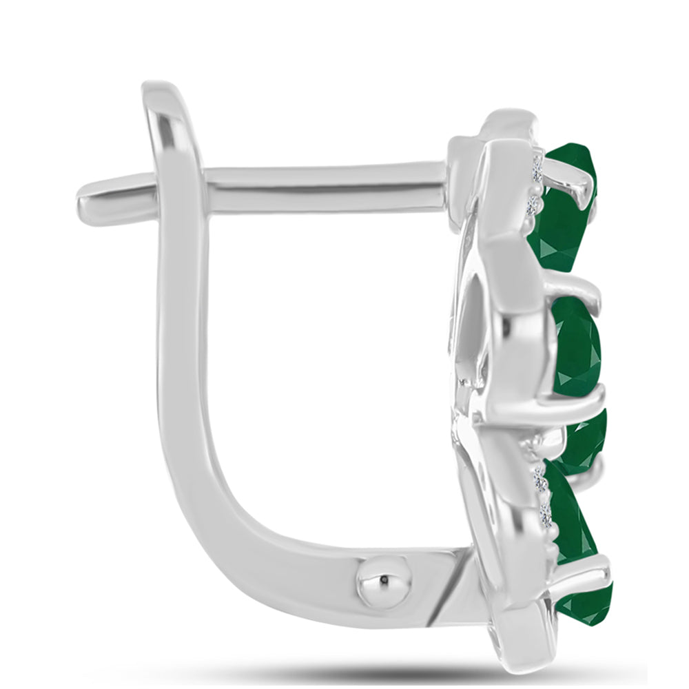 Pendientes de Plata con Calcedonia Verde y Topacio Blanco