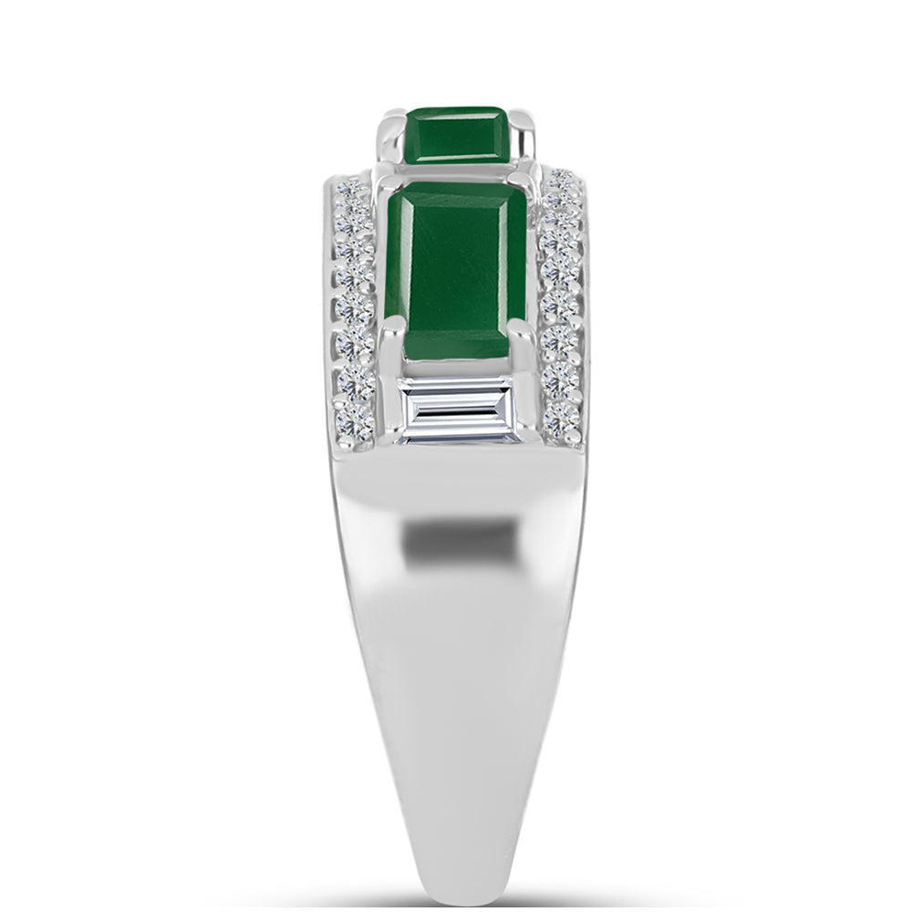 Anillo de Plata con Calcedonia Verde y Topacio Blanco