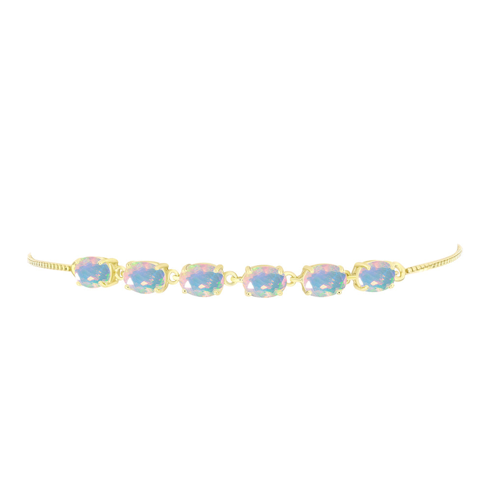 Pulsera de Plata Bañada en Oro con Ópalo Welo