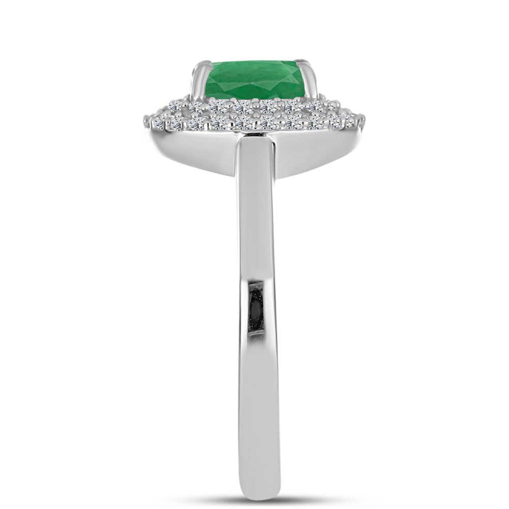Anillo de Plata con Esmeralda de Brasil y Topacio Blanco