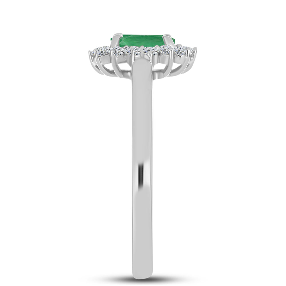Anillo de Plata con Esmeralda de Brasil y Topacio Blanco