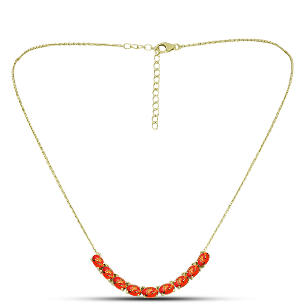 Collar de Plata Bañada en Oro con Turquesa de Mohave