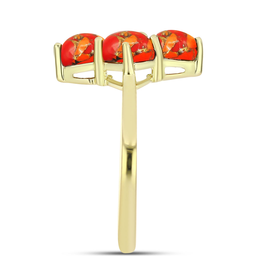 Anillo de Plata Bañada en Oro con Turquesa de Mohave