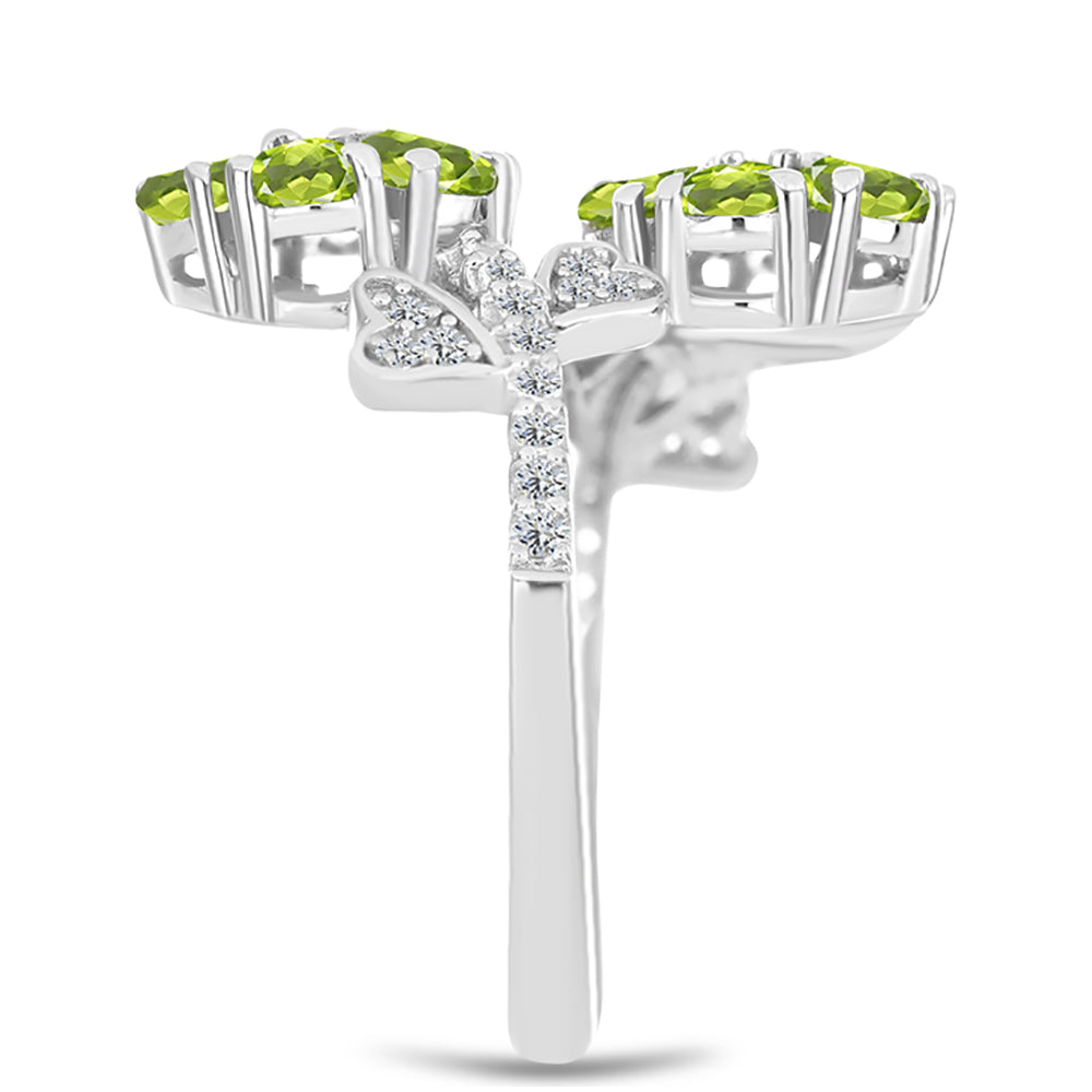Anillo de Plata con Peridoto de Changbai y Topacio Blanco