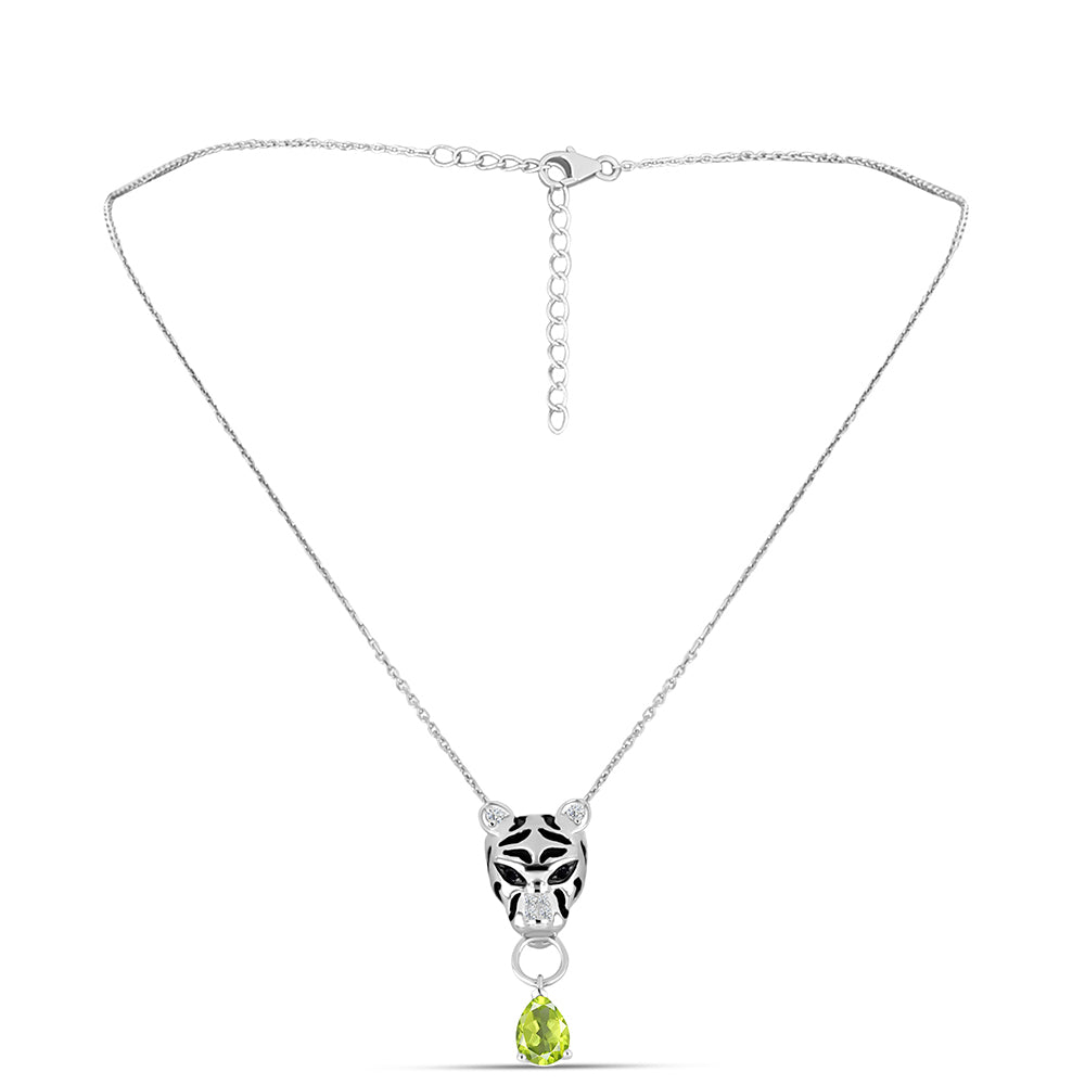 Collar de Plata con Peridoto de Changbai y Espinela Negra