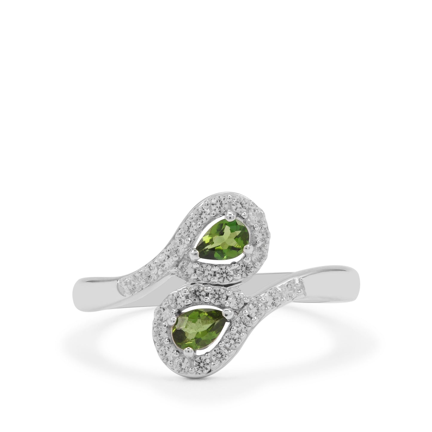 Anillo de Plata con Turmalina de Cromo y Zircón Blanco