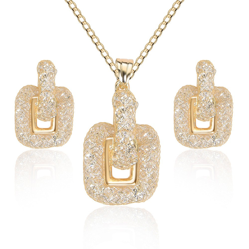 Conjunto de Aleación Bañado en Oro con Cristal Emporia® Blanco