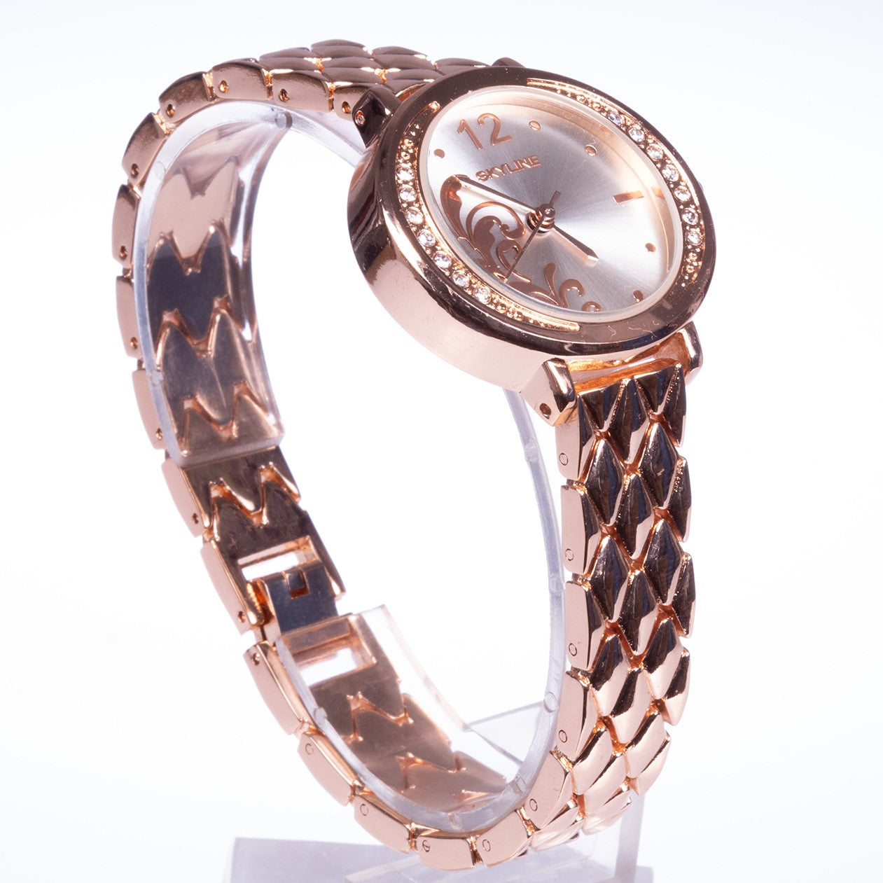 Reloj de moda para mujer con banda de acero, color dorado