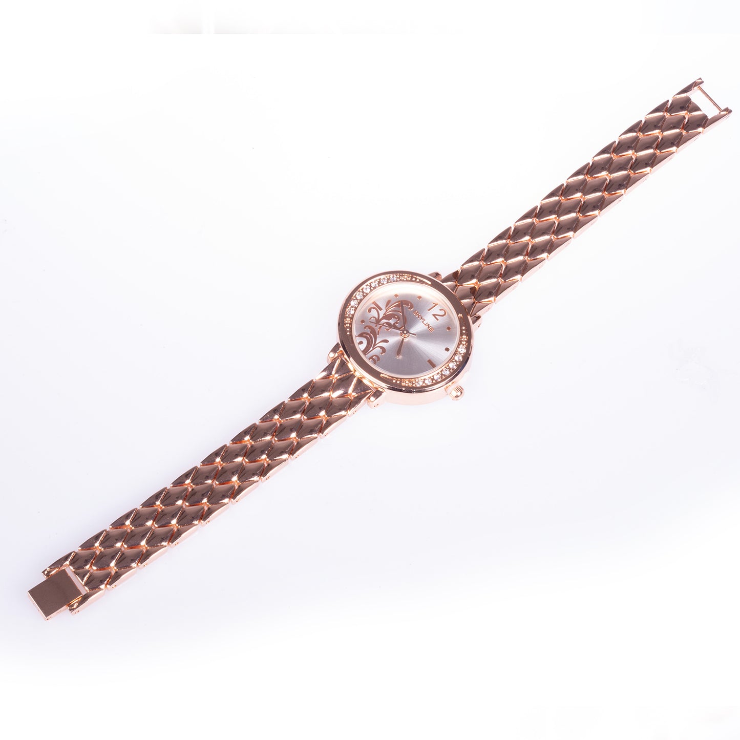 Reloj de moda para mujer con banda de acero, color dorado