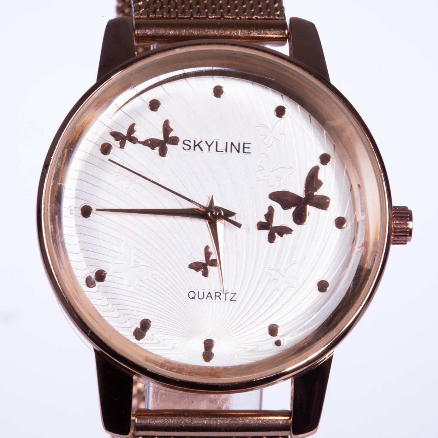 Reloj de moda para mujer con banda de acero, color dorado
