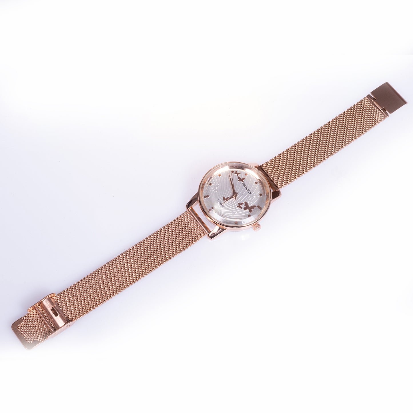 Reloj de moda para mujer con banda de acero, color dorado