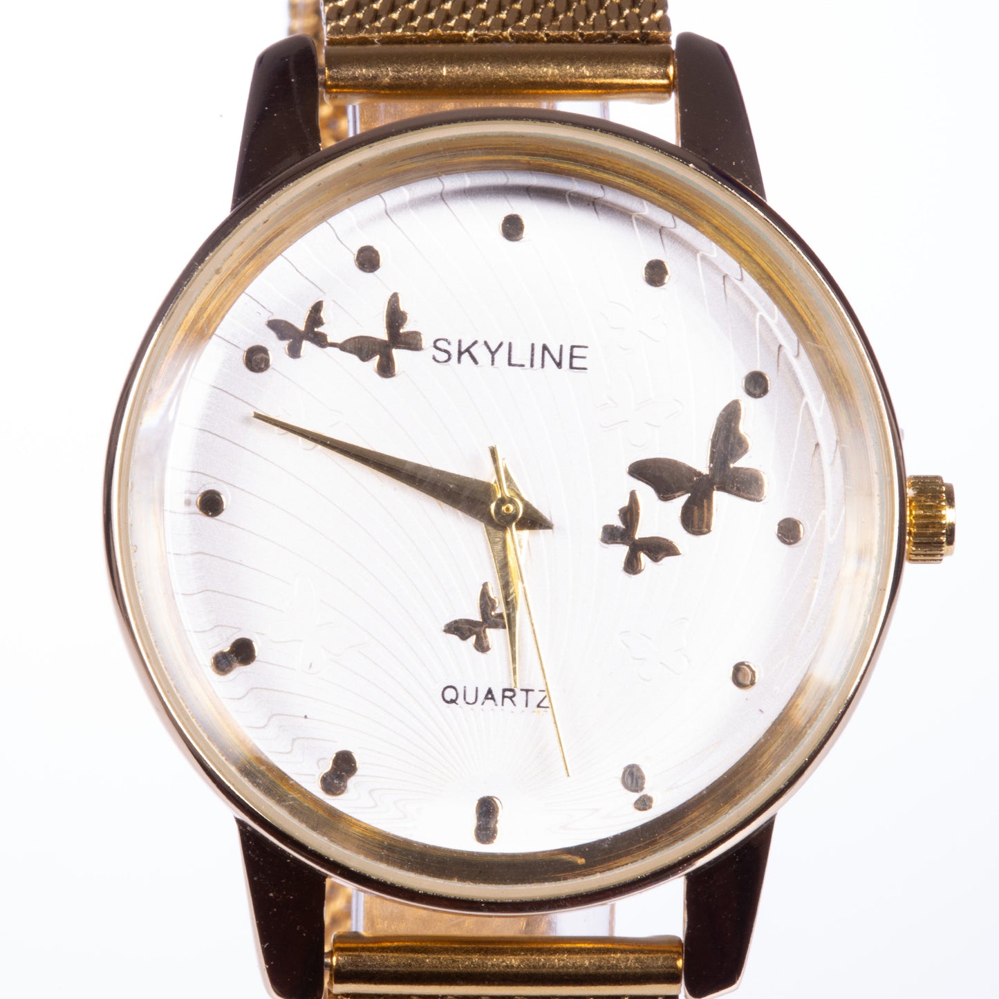 Reloj de moda para mujer con banda de acero, color dorado