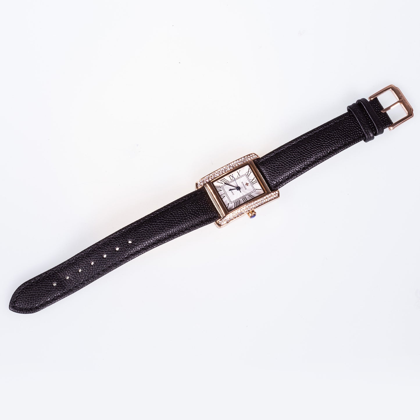 Reloj de moda para mujer con correa de cuero y circón (natural)