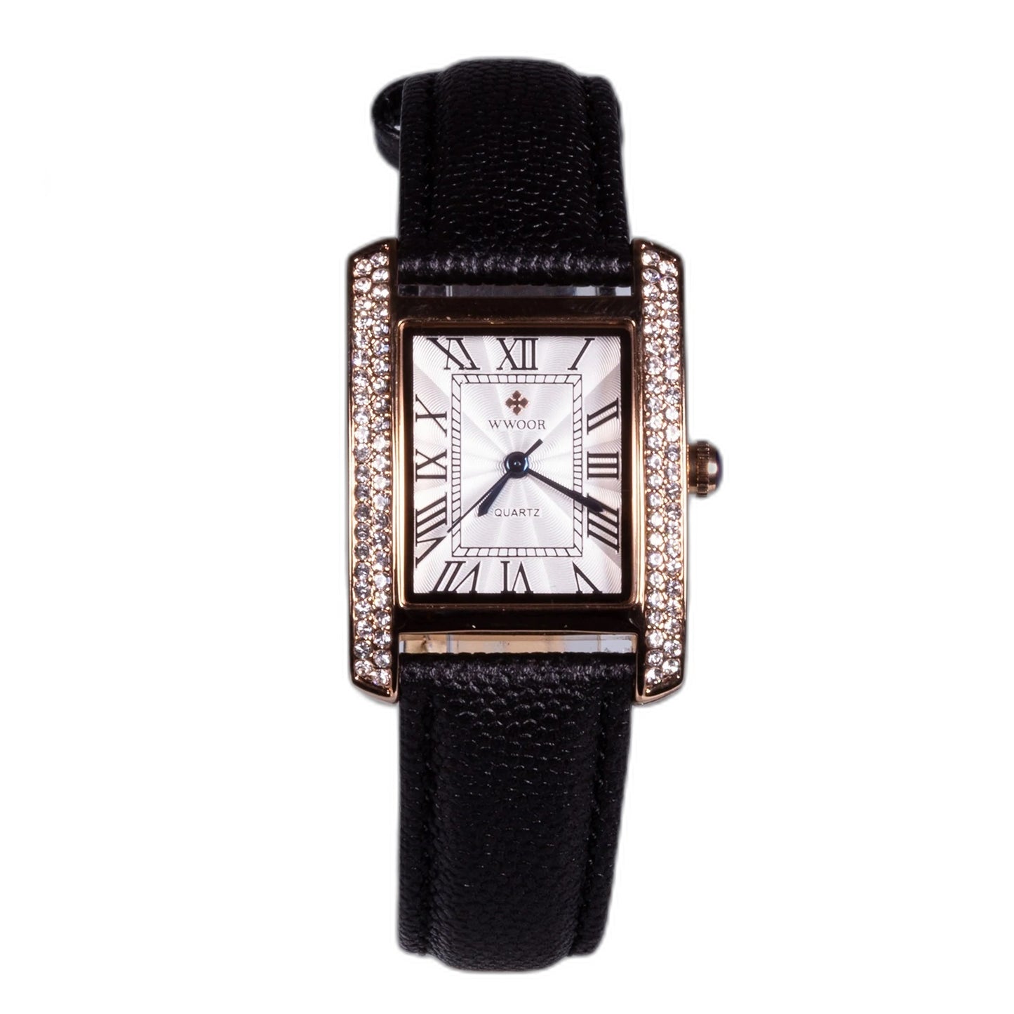 Reloj de moda para mujer con correa de cuero y circón (natural)