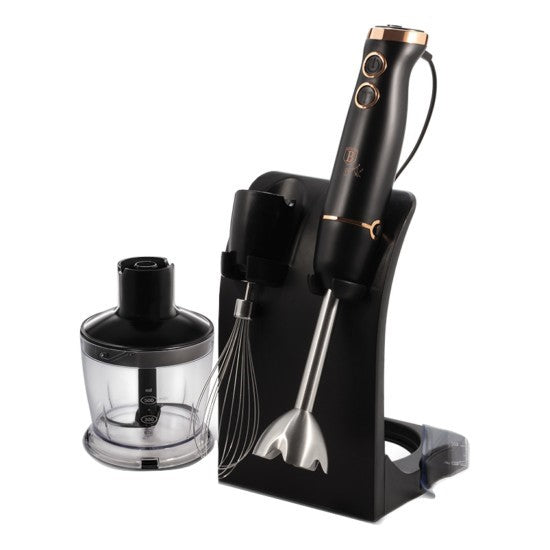 Berlinger Haus - Juego de batidora de mano y picadora de 5 piezas con soporte, colección Black Rose