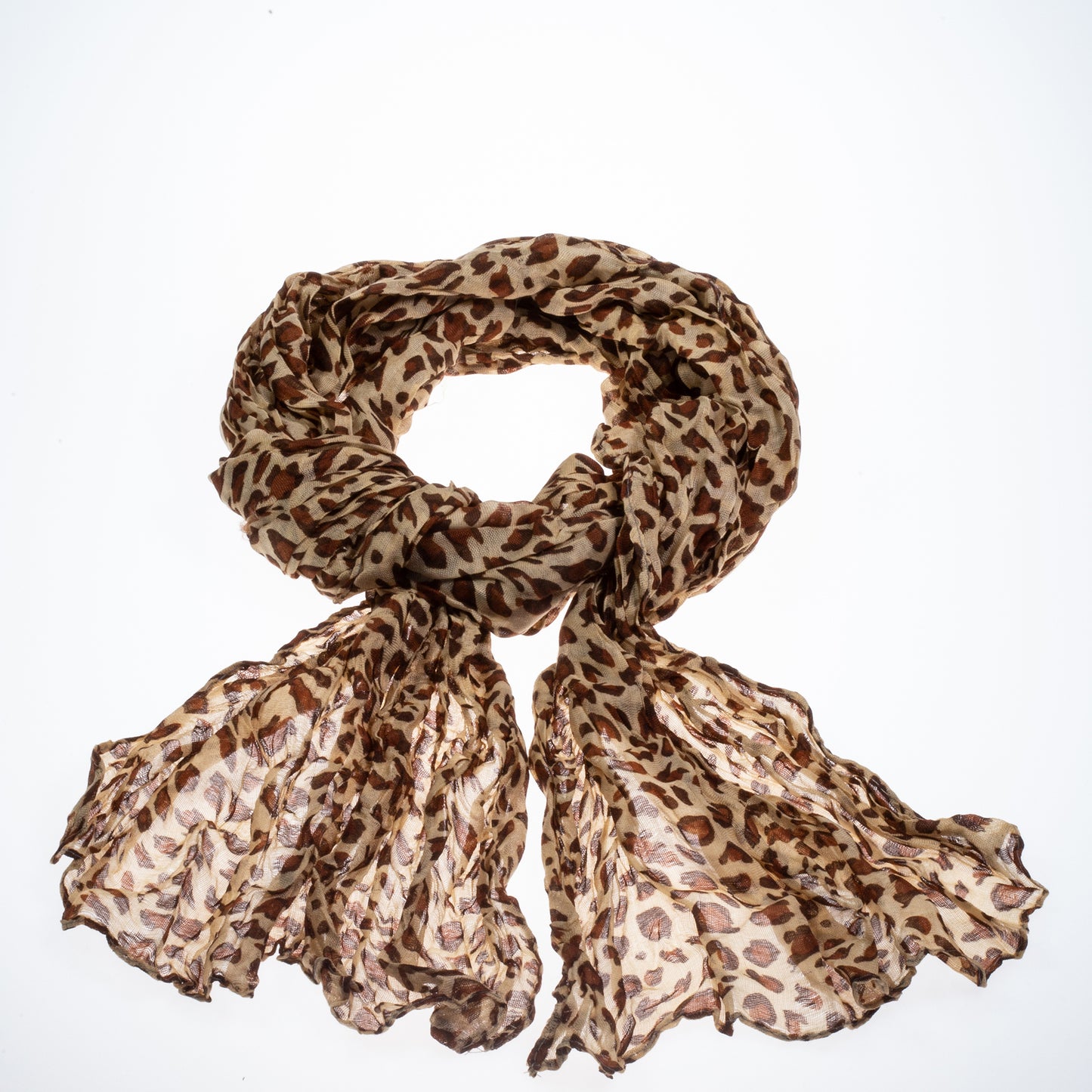 Lenço da moda, 100% viscose,160 cm x 50 cm, CASTANHO LEOPARDO