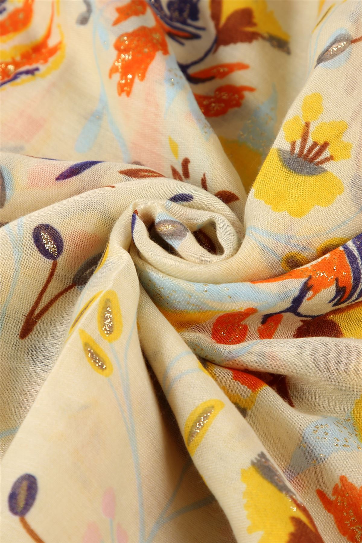 Bufanda-chal amarillo con estampado de flores deshilachadas, estilo folclórico brillante, 90 cm x 180 cm