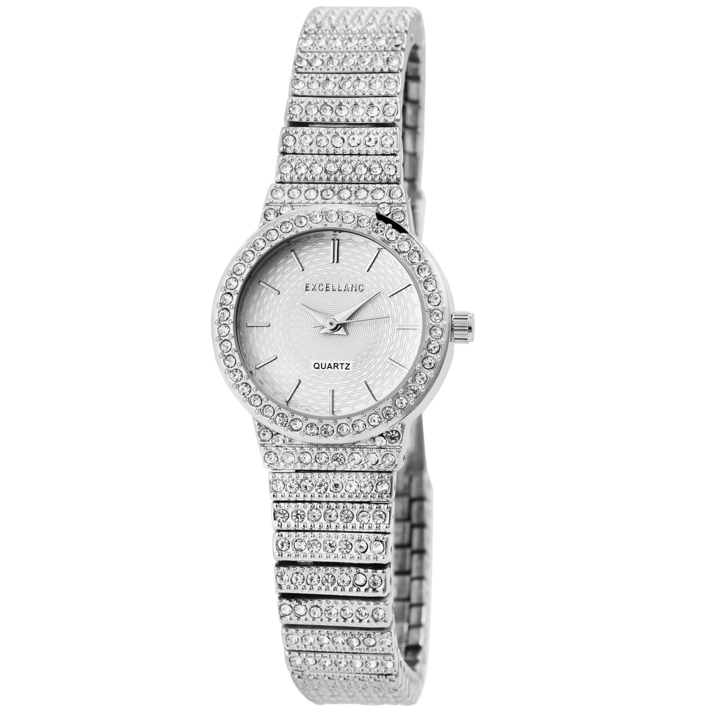 Reloj de pulsera para mujer Excellanc, con correa de metal, de color plata, estructura de cuarzo de alta calidad,dial de color plata