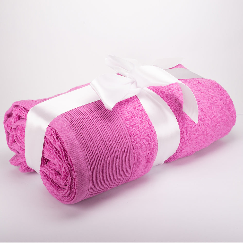 3+3+1 Regalo Juego de 3 piezas de Toallas 100% Microalgodón, 500 GSM, Rosa Fucsia