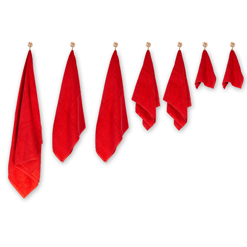 3+3+1 Regalo Juego de 3 piezas de Toallas 100% Microalgodón, 500 GSM, Rojo Rubí