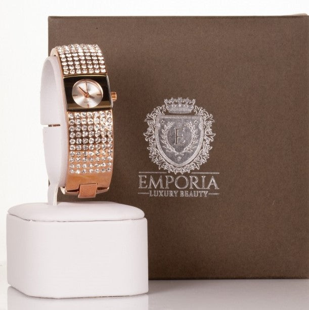 Reloj de aleación para mujer CUSSI Color oro rosa con cristales de cuarzo de 7 filas