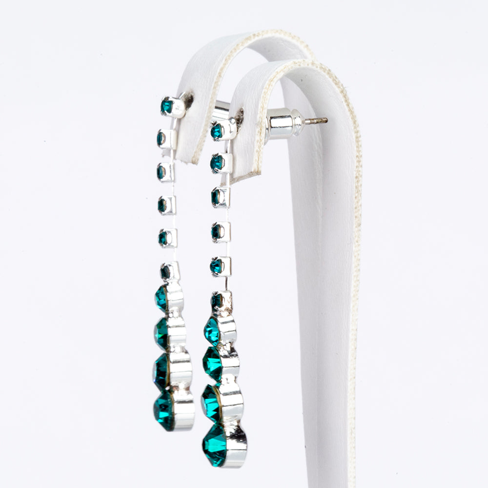 Conjunto de Aleación Bañado en Oro con Cristal Emporia® Verde ( Collar +Pendientes )