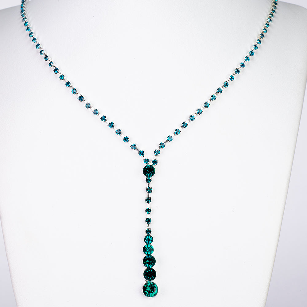 Conjunto de Aleación Bañado en Oro con Cristal Emporia® Verde ( Collar +Pendientes )