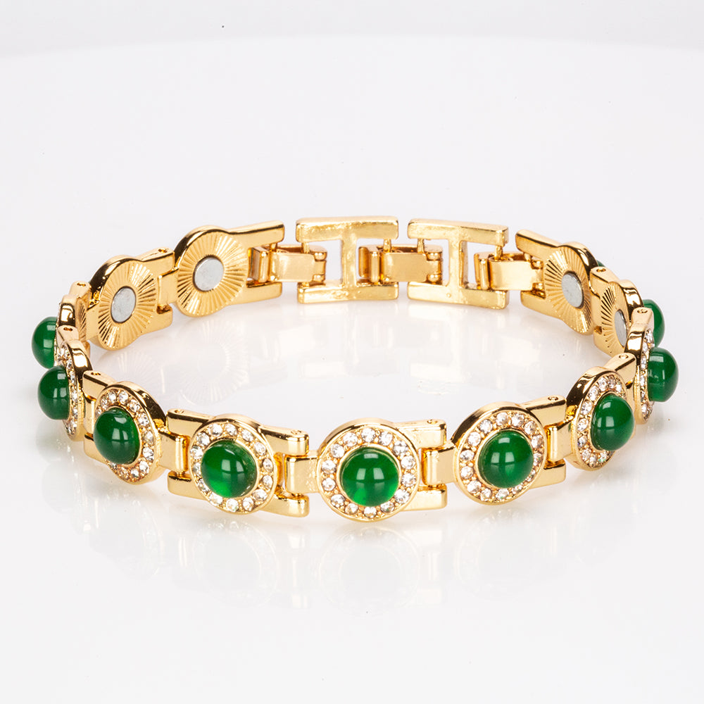 Conjunto de Aleación Bañado en Oro con Jadeíta verde del Río Marsden y Cristal Emporia® Blanco ( Pulsera )