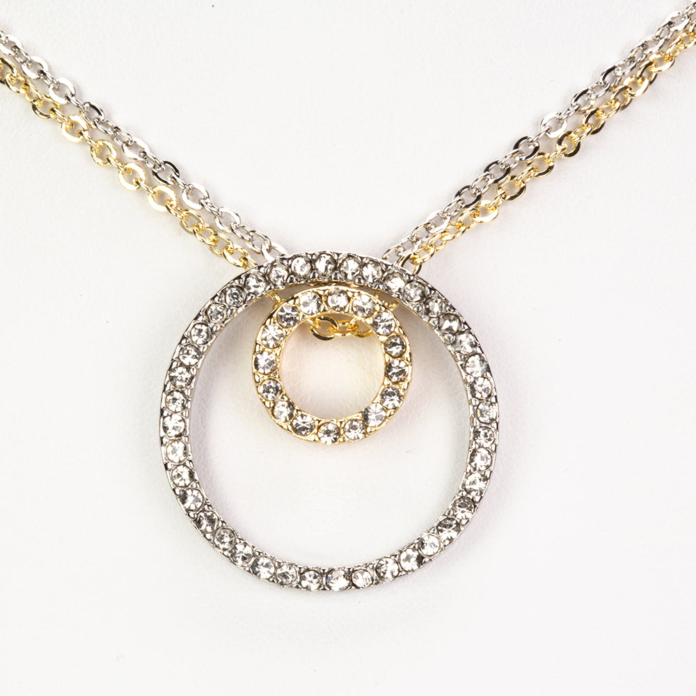Juego de 7 piezas de reloj de cuarzo de aleación chapado en oro y blanco, 2 collares y 2 pendientes de aretes con cristales Emporia blancos, esfera blanca