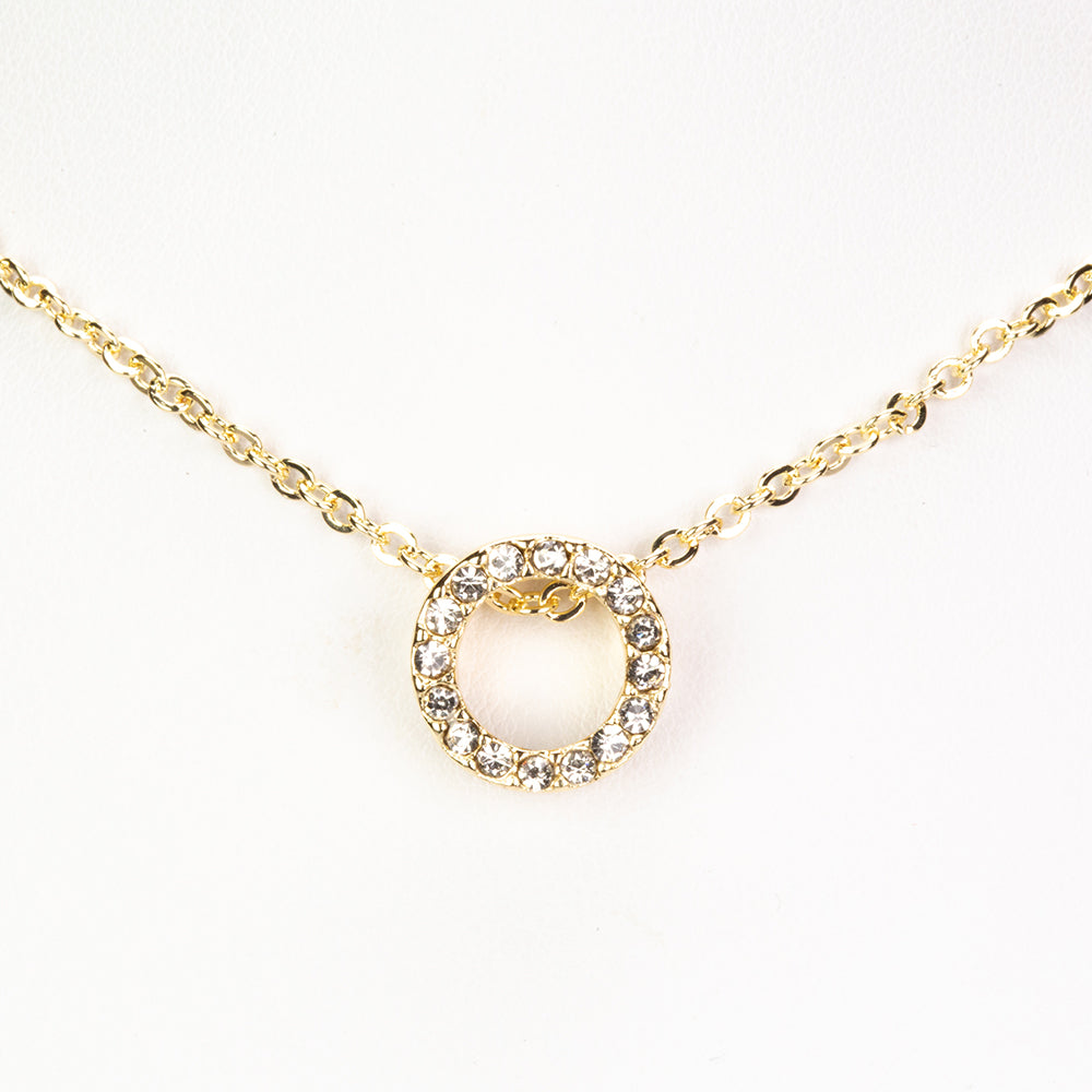 Juego de 7 piezas de reloj de cuarzo de aleación chapado en oro y blanco, 2 collares y 2 pendientes de aretes con cristales Emporia blancos, esfera blanca