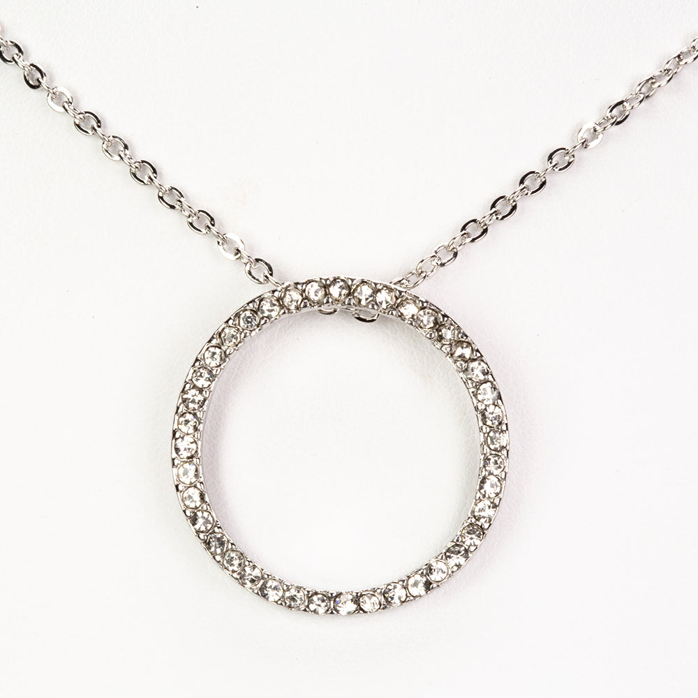 Juego de 7 piezas de reloj de cuarzo de aleación chapado en oro y blanco, 2 collares y 2 pendientes de aretes con cristales Emporia blancos, esfera blanca