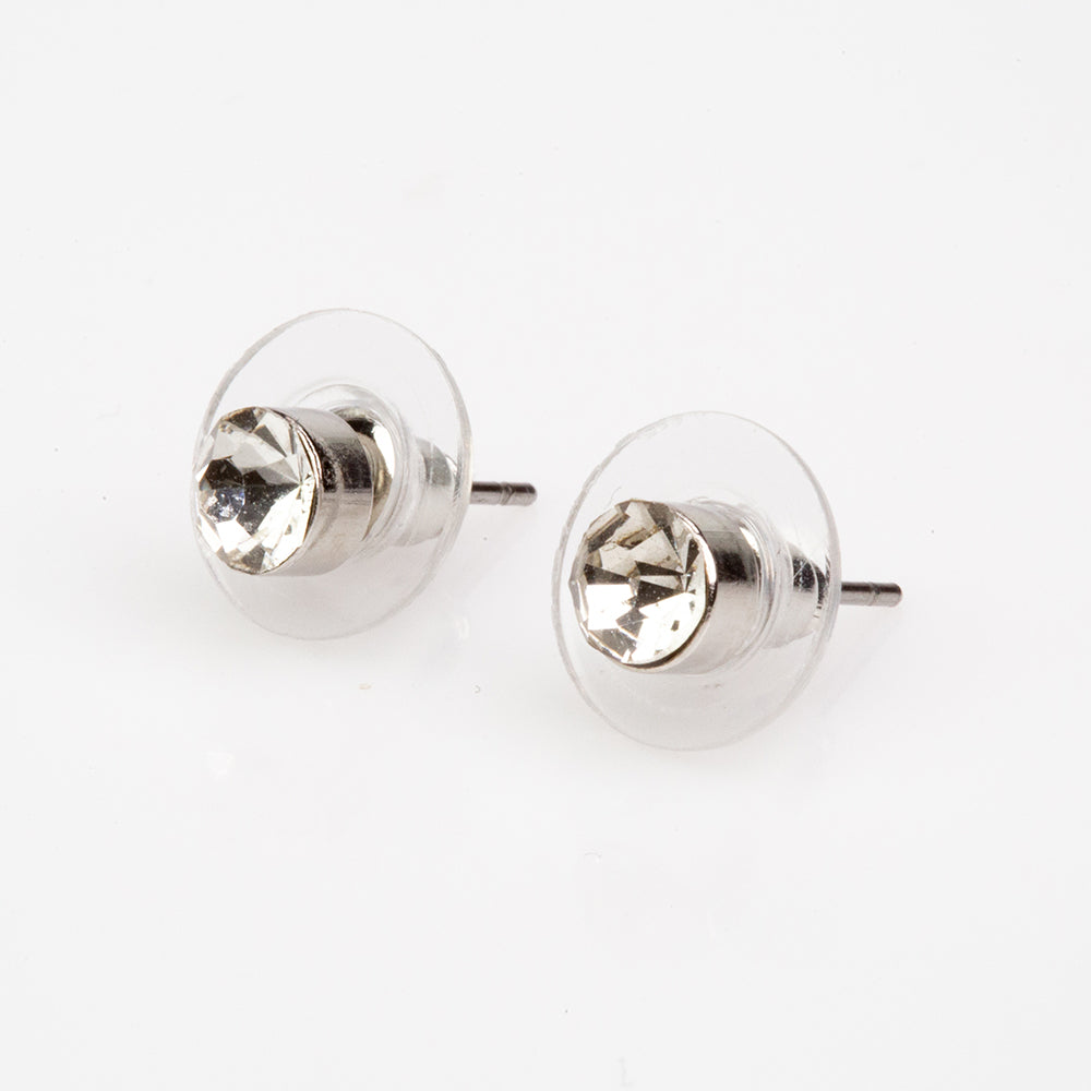 Juego de 7 piezas de reloj de cuarzo de aleación chapado en oro y blanco, 2 collares y 2 pendientes de aretes con cristales Emporia blancos, esfera blanca