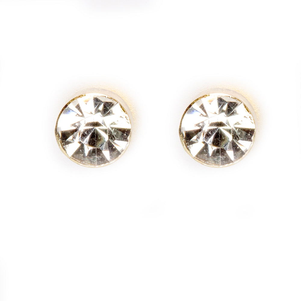 Juego de 7 piezas de reloj de cuarzo de aleación chapado en oro y blanco, 2 collares y 2 pendientes de aretes con cristales Emporia blancos, esfera blanca
