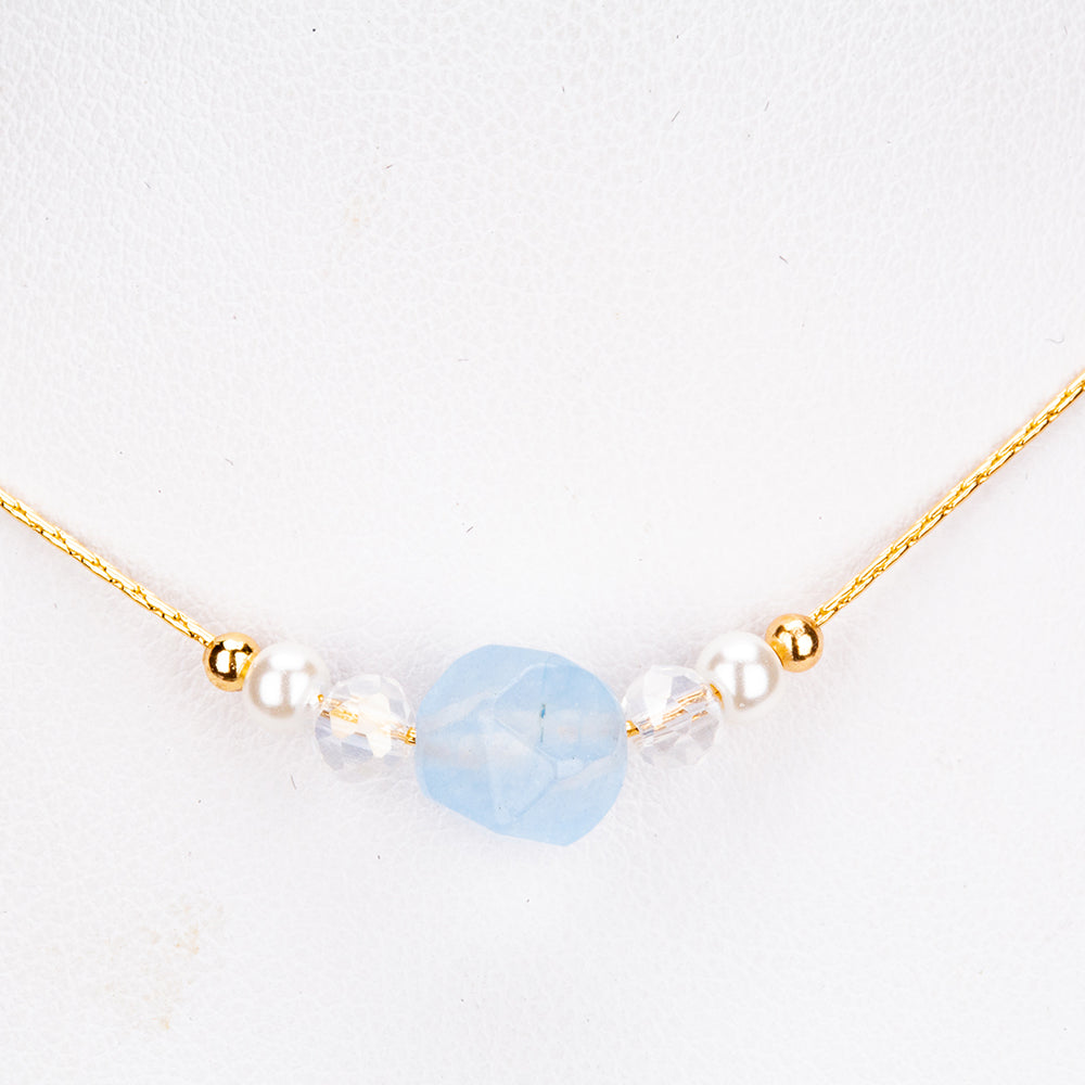 Conjunto de Aleación Bañado en Oro con Turmalina ( Collar +Pendientes +Pulsera )