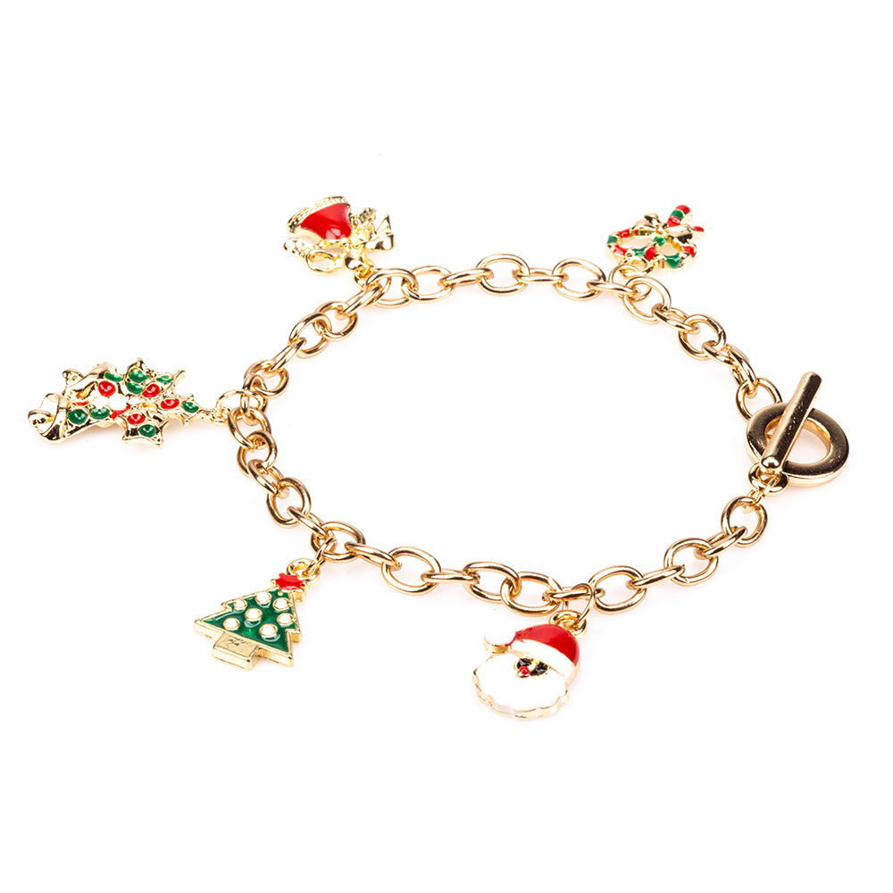 Pulsera de Aleación Bañado en Oro con Cristal Emporia® Rojo y Cristal Emporia® Blanco