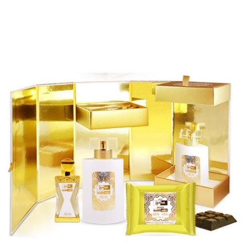 50 ml Eau de Perfume + 20 ml Aceite de perfume+ 40 g Bakhoor SET DE REGALO Makh Mikh - oriental Fragancia para mujeres y hombres