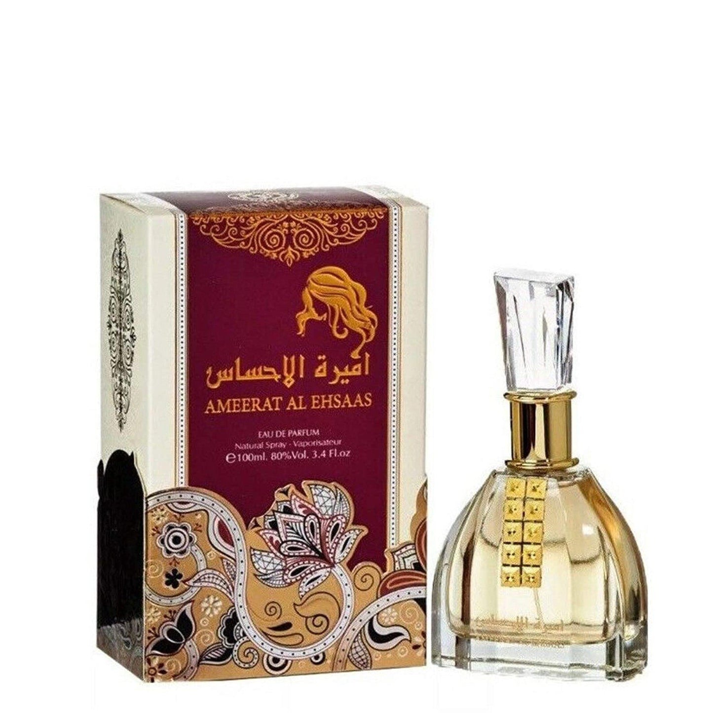 100 ml Eau de Perfume Ameerat Al Ehsaas Fragancia Afrutada Vainilla para Mujeres