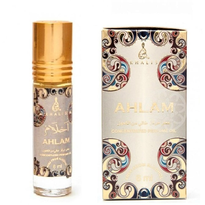6 ml Aceite de perfume Ahlam Oriental Caramel and Sandal Fragancia para hombre