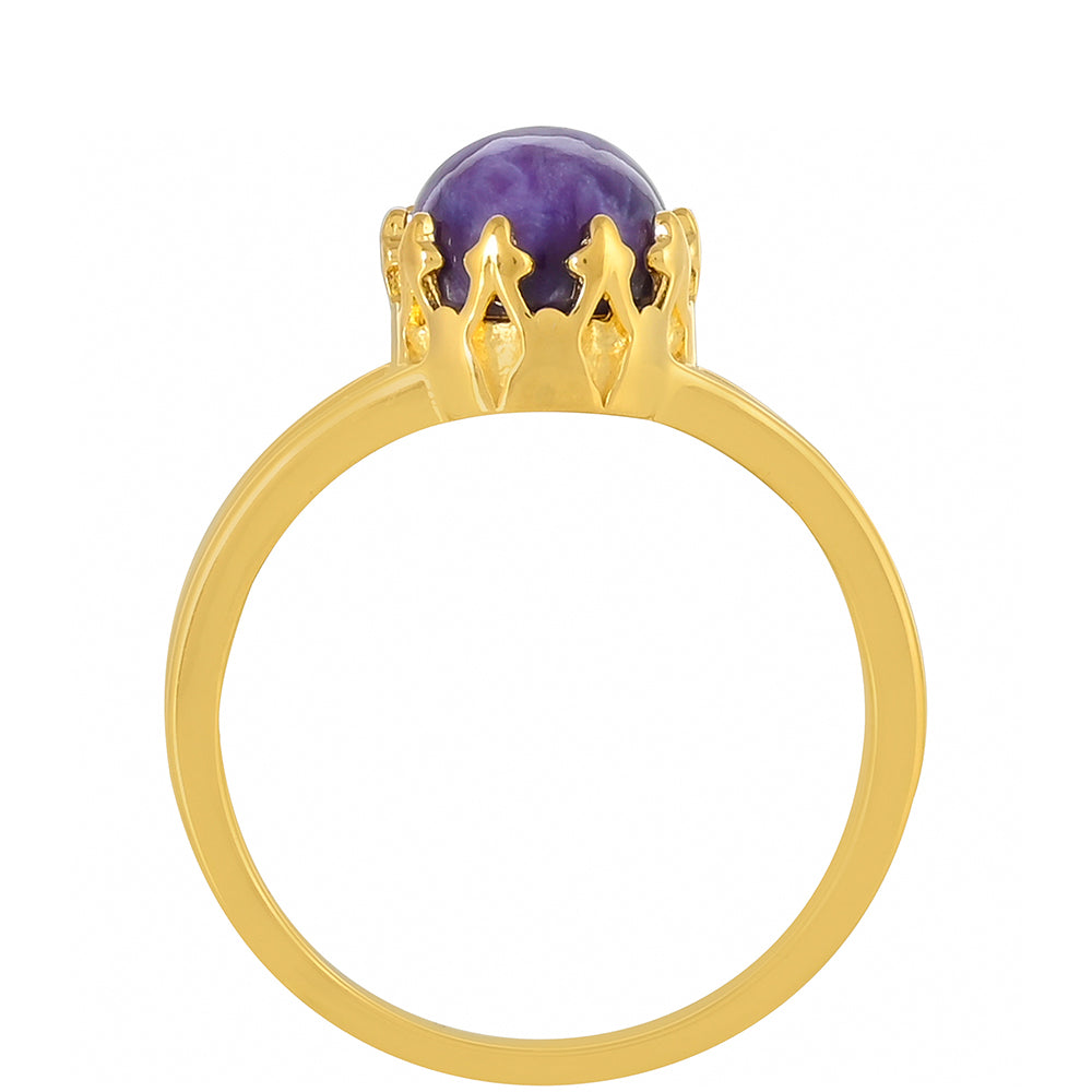 Anillo de Plata Bañada en Oro con Charoita