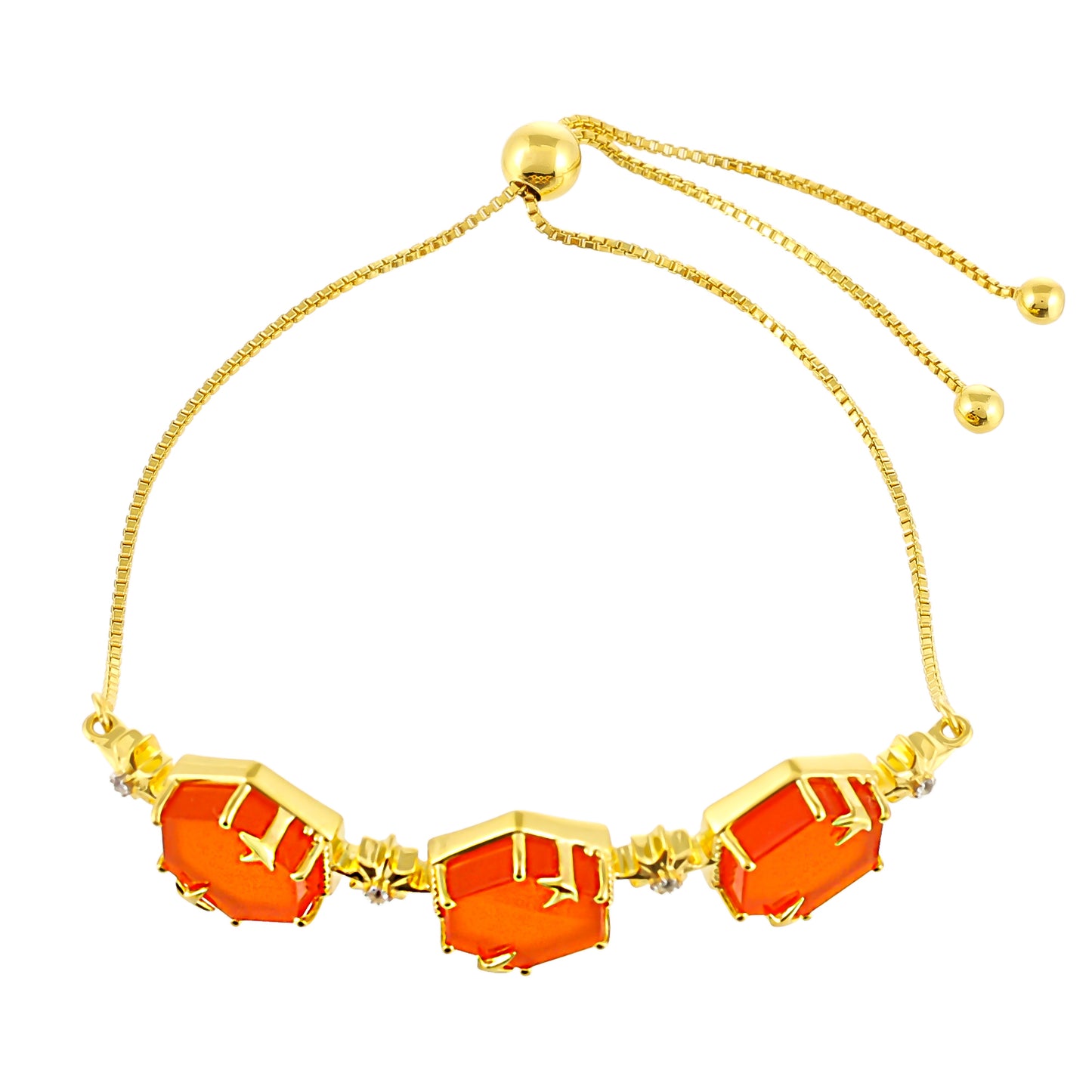 Pulsera de Plata Bañada en Oro con Cornalina y Topacio Blanco