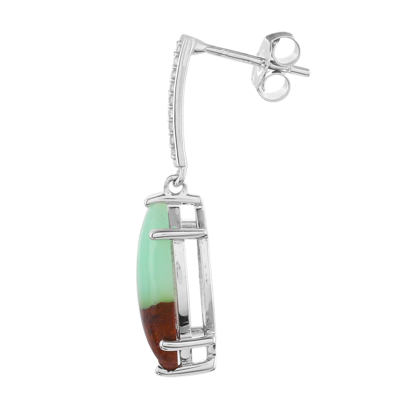 Pendientes de Plata con Crisoprasa y Zircón natural